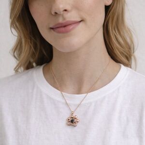 Brand New!! Chain necklace with 3D dog paw and faux moonstone